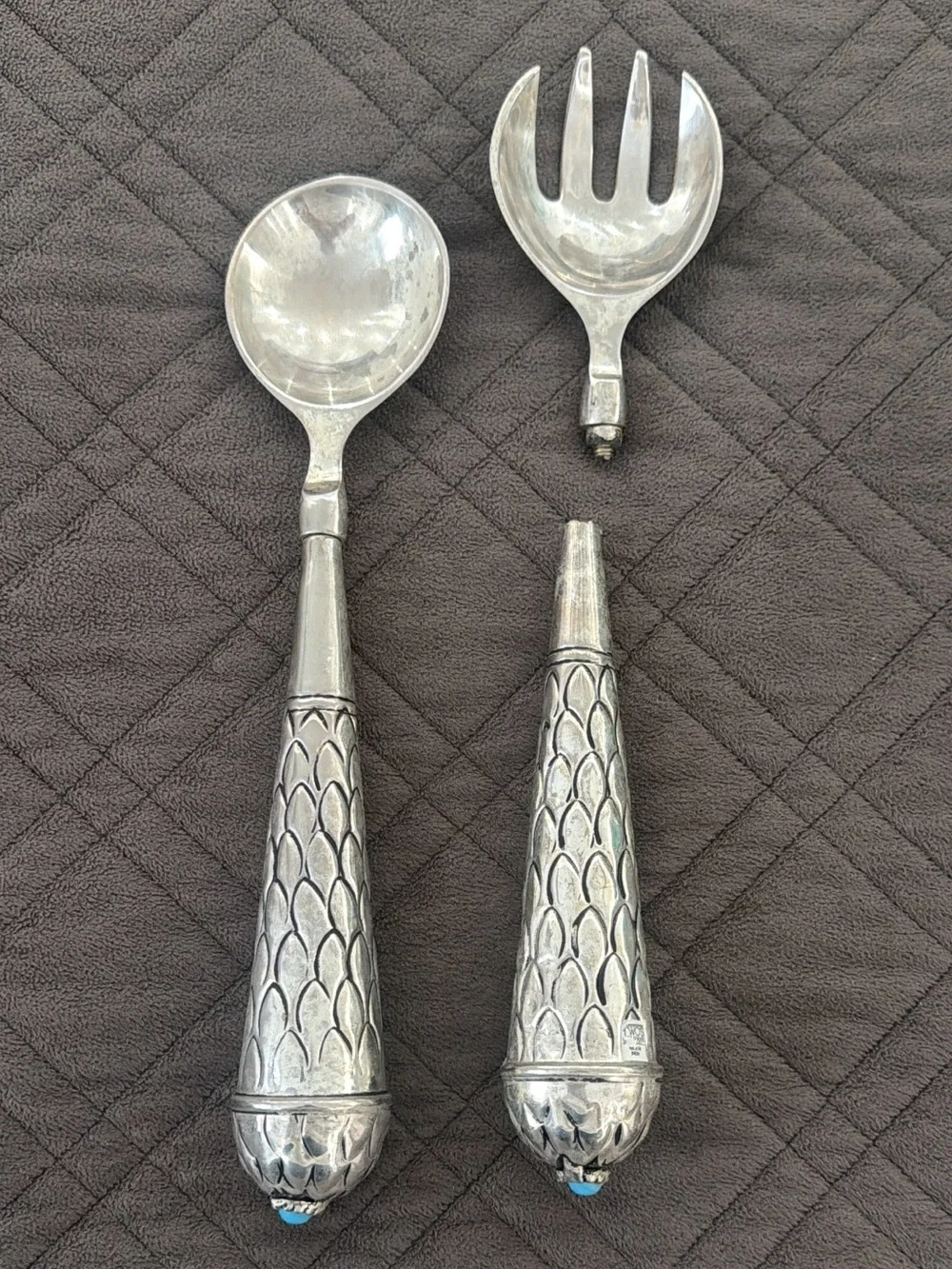 Vintage Silver-Plate Serving Spoon and Fork